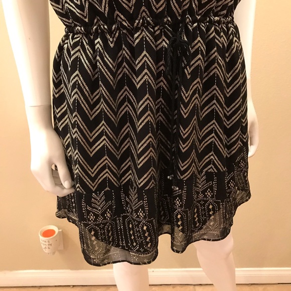 Free People Black Gold Mini Dress Size XS Oversized For Layering - Picture 6 of 12